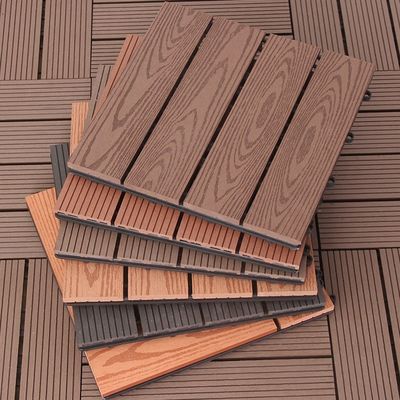DIY Klik op slot Buitenvloeren Hout-plastiek composietdektegels voor tuinvloeren