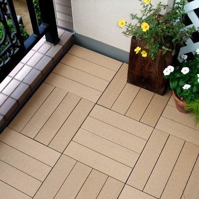 DIY Klik op slot Buitenvloeren Hout-plastiek composietdektegels voor tuinvloeren