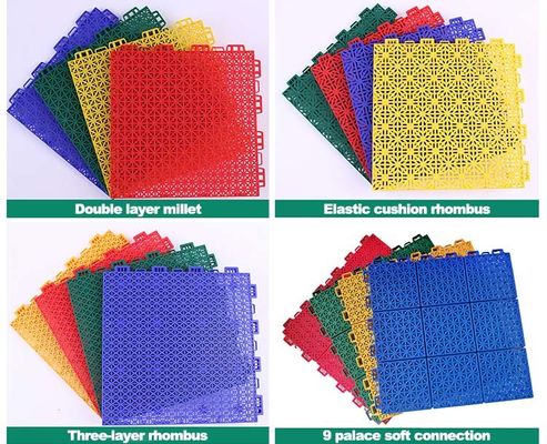 Weerbestendige PP hangvloer modulaire vergrendeling vloertegels 12 inch Sport