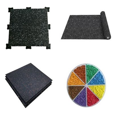 Op maat gemaakte vergrendelde rubbervloer voor schokabsorptie 15 mm/25 mm gymvloerrolletjes