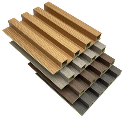 Kleurrijke houten fineerpanelen 3D geometrische golf PVC wandbekleding voor tv-achtergrond