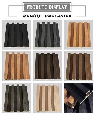 Kleurrijke houten fineerpanelen 3D geometrische golf PVC wandbekleding voor tv-achtergrond