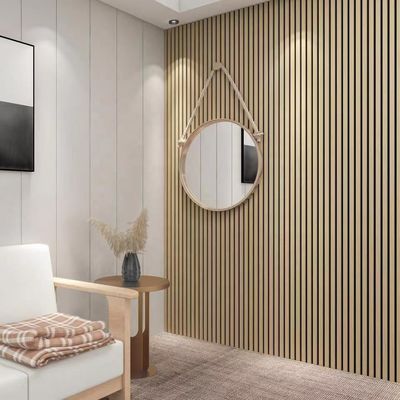 Tech Oak Walnut Houten Veneer Hout PET Geluidsabsorberende Wandpanelen Hout Slat akoestisch paneel
