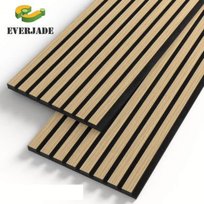 Tech Oak Walnut Houten Veneer Hout PET Geluidsabsorberende Wandpanelen Hout Slat akoestisch paneel