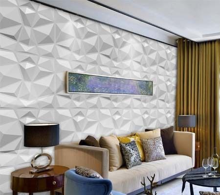 3D-relief Hoogte 22 mm Hoogglanzend Schil en Stick PVC Muurkunstpaneel voor Sofa Achtergrond