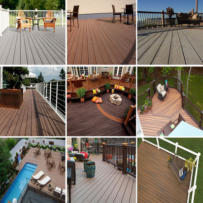 Custom Interlock Outdoor WPC Decking Board Boven 18 mm Dikte met houtkorreloppervlak
