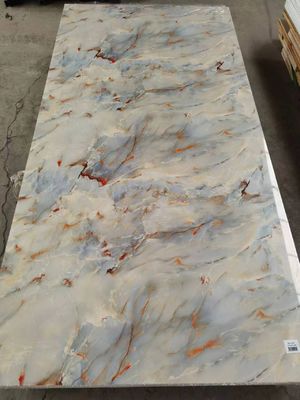 Waterdicht hoogglanzend PVC wandpaneel kunststeen UV marmeren fineer voor huishouden